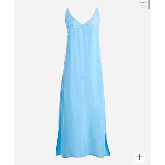 JCrew Collection limited-edition embellished V-neck slip dress in cupro blend - Picture 1 of 5